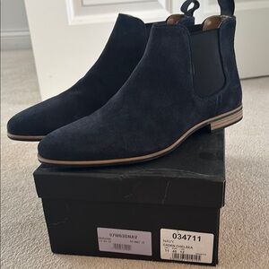 Navy Suede Chelsea Boots